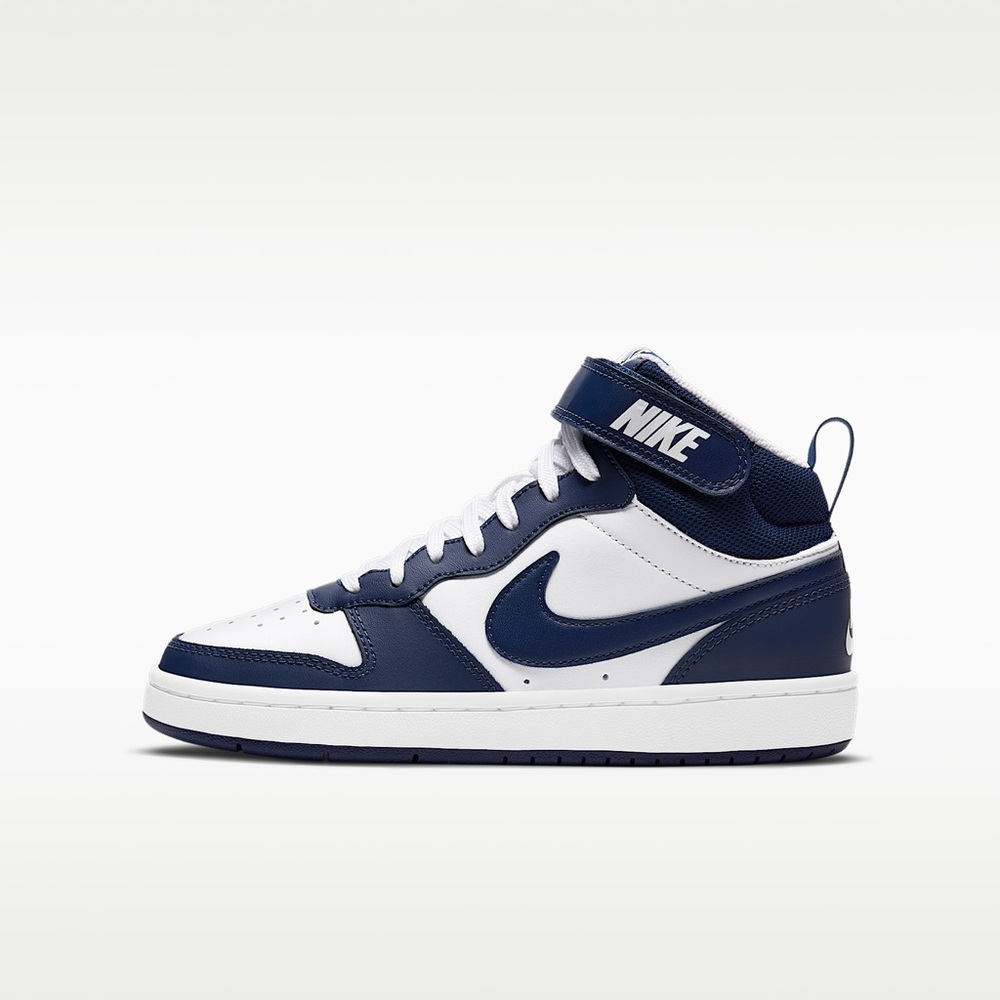 Kids Nike Navy and White High-Top Sneakers